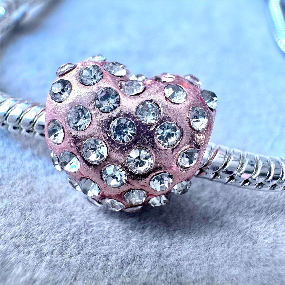 Rose Gold Pave Crystal‎ Heart Charm fits PANDORA